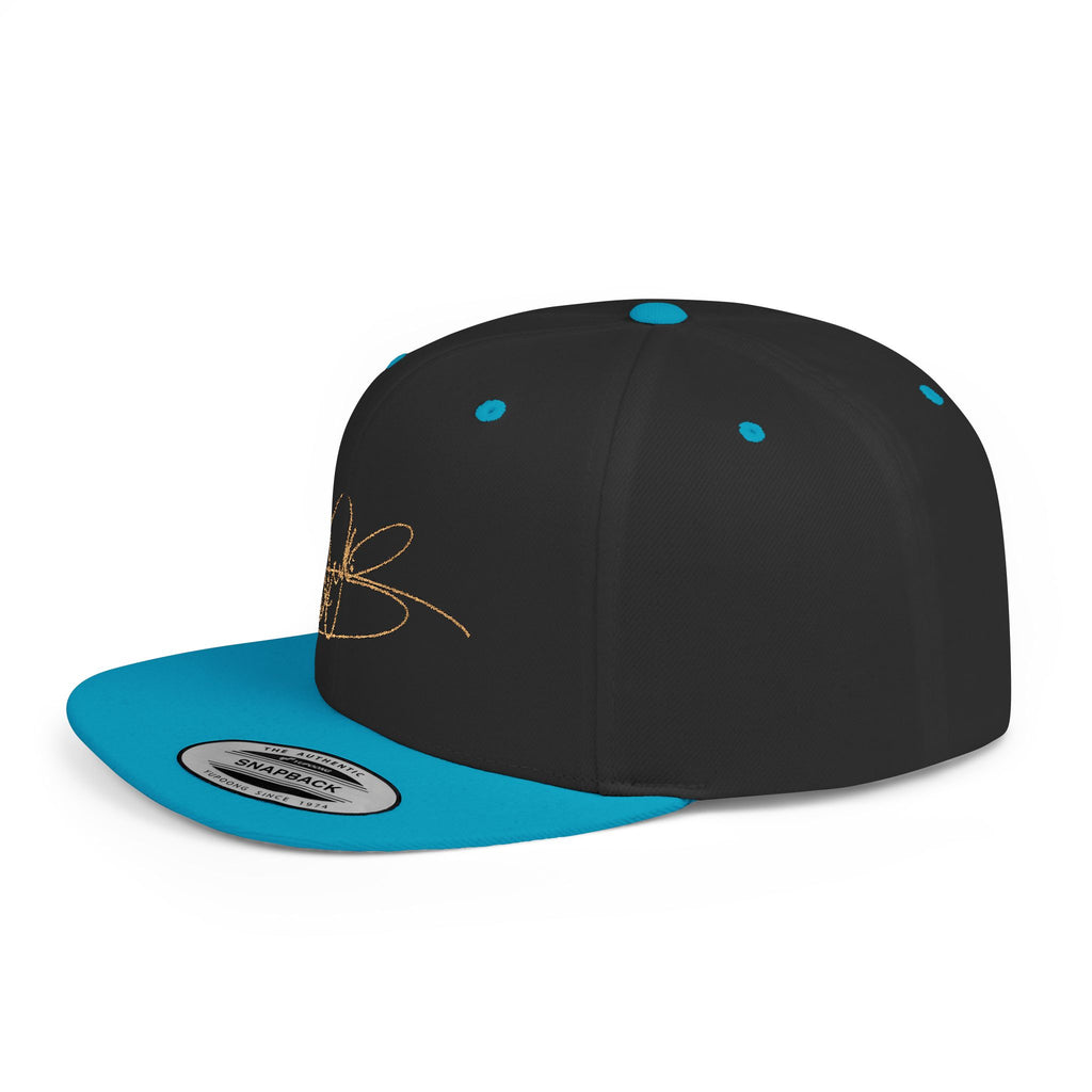 Camo Flat Bill Snapback Hat with Gold Script Signature